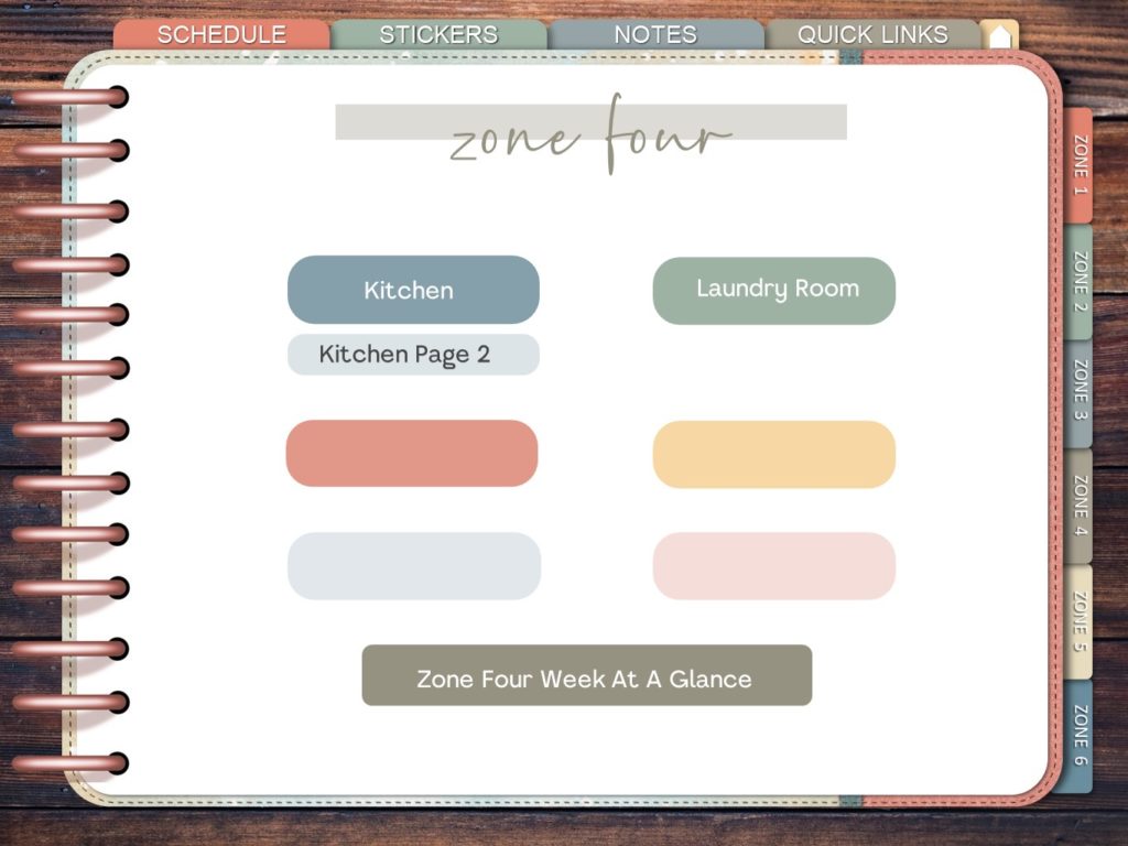 Zone cleaning checklist planner