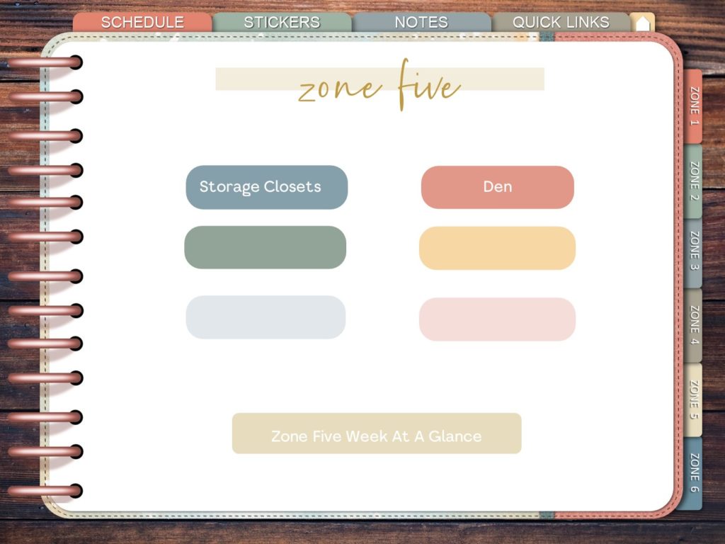 Zone cleaning schedule zone five