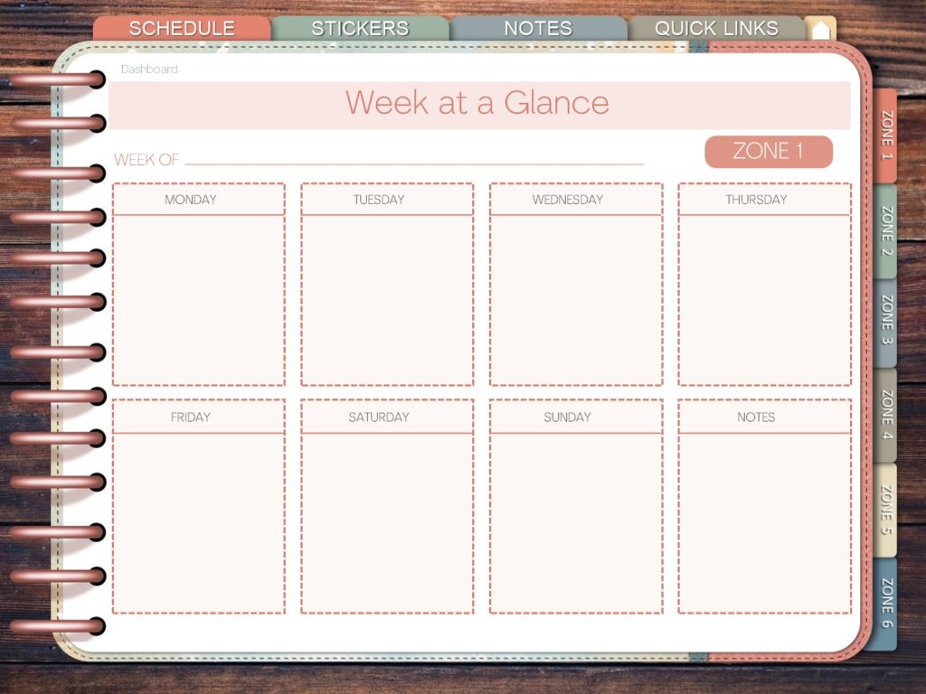 Zone Cleaning Schedule Digital Planner for Home Organization