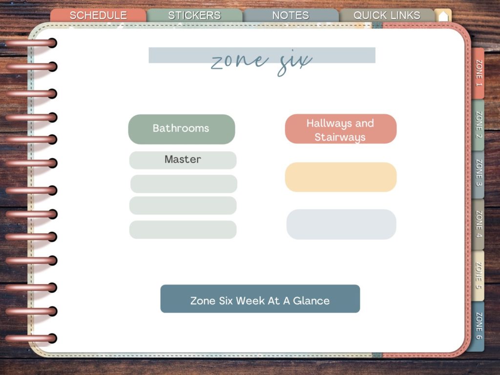 Zone Cleaning Schedule Digital Planner for Home Organization