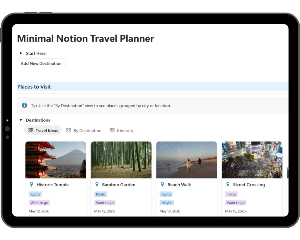 Notion Template Travel Planner for People Who Hate Complicated Apps