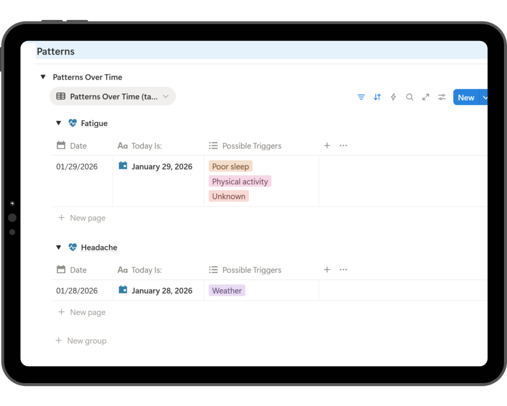 Symptom Tracker Library Notion Template